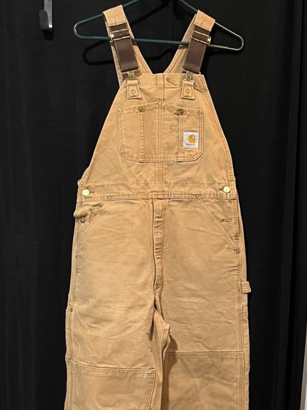 Vintage 06 Y2K Carhartt Brown Duck Canvas Double Knee Bib Overalls 34x32